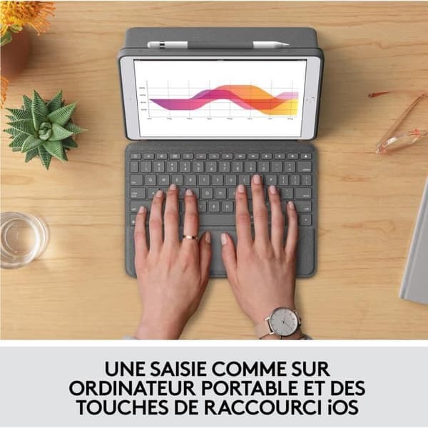 Tangentbordsetui - Logitech - Combo Touch - AZERTY - För iPad 9:e generationen, 8:e generationen och 7:e generationen