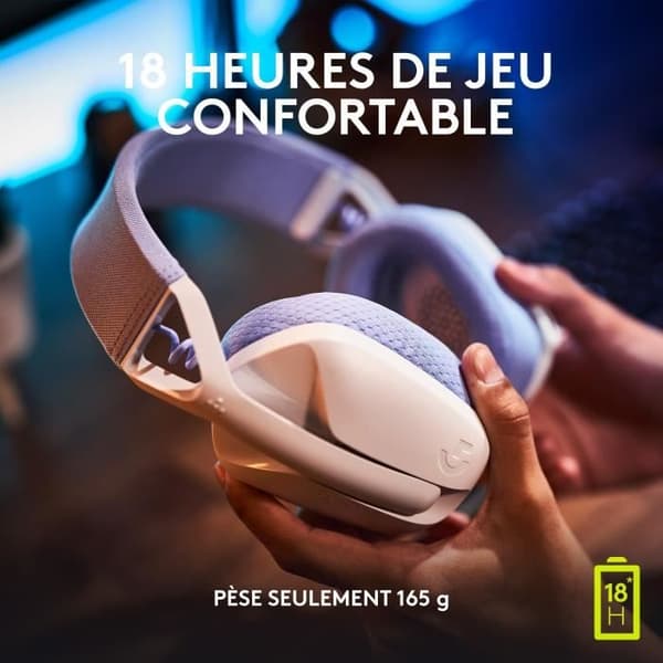 Gaming headset - Trådlös - Logitech G - G435 Lightspeed - Vit