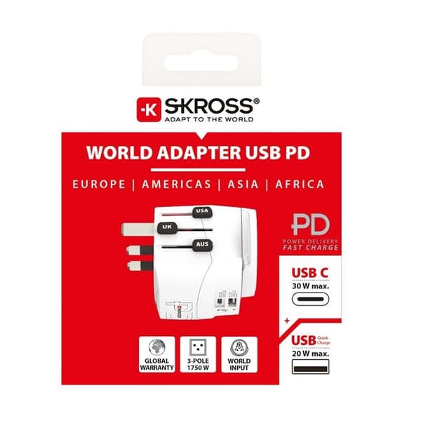Reseadapter - Skross - Pro Light - 2 USB - Universell - 200 destinationer