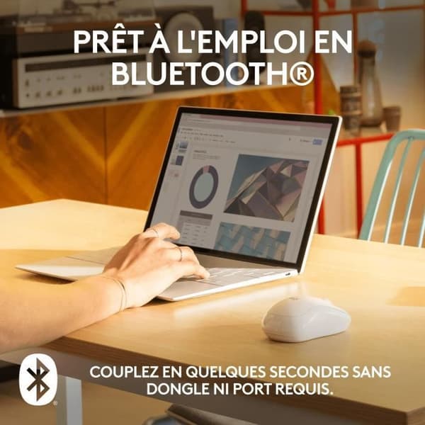 Mus - Trådlös - Logitech - M240 Silent - Vit