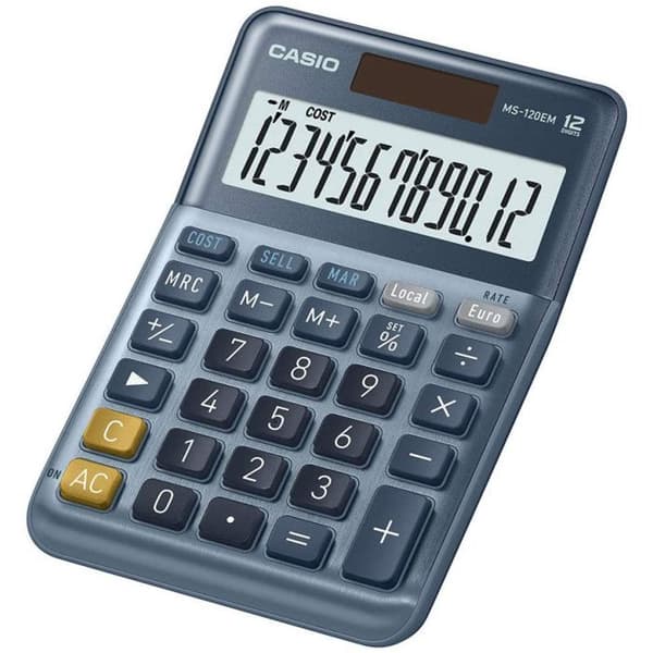 Casio MS-120EM skrivbordsräknare solbatteri blå