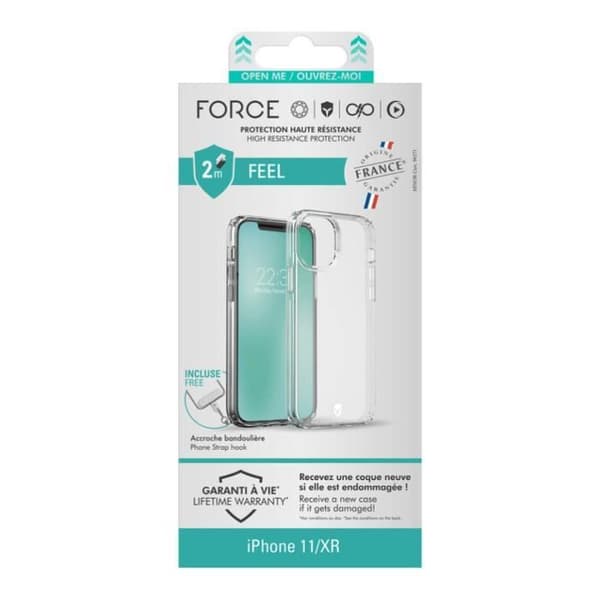 Skyddsskal - FORCE CASE - iPhone XR/11 - Förstärkt - Transparent - Stötdämpning 2m