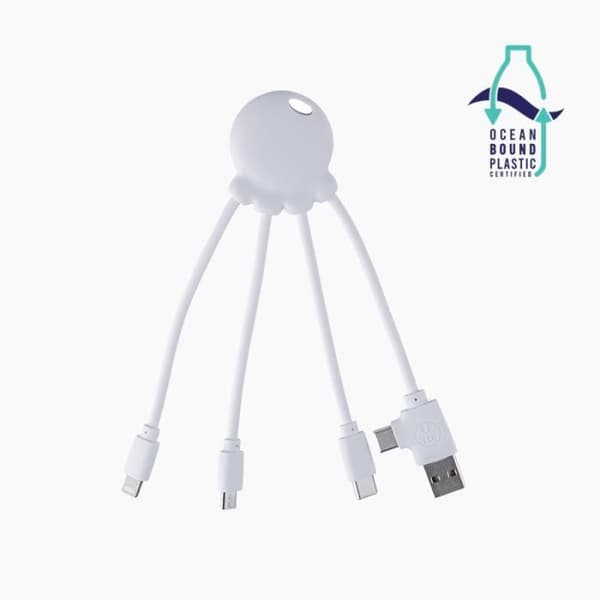 Multikontakts laddkabel - Xoopar - Octopus OBP - USB/USB-C/Lightning - Vit - Fickformat