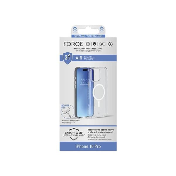 Forcecase-förstärkt fodral MagSafe-kompatibelt för iPhone 16 Pro Transparent