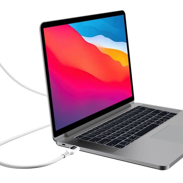 USB-C-kabel - BIGBEN - PD 100W 2m - Digital effektdisplay - Flätad nylon - Vit