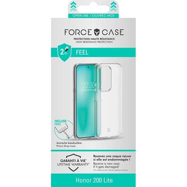 Skyddsfodral - FORCE CASE - Honor 200 Lite - Förstärkt - Transparent - Stötabsorberande