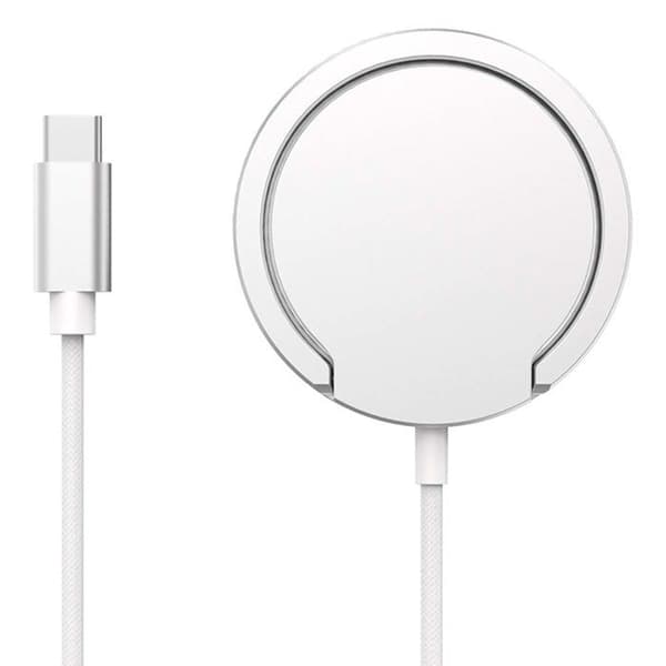 Trådlös Magnetisk Laddare - FORCE POWER - 15W Qi2 - Fällbart Stöd - USB-C Vit