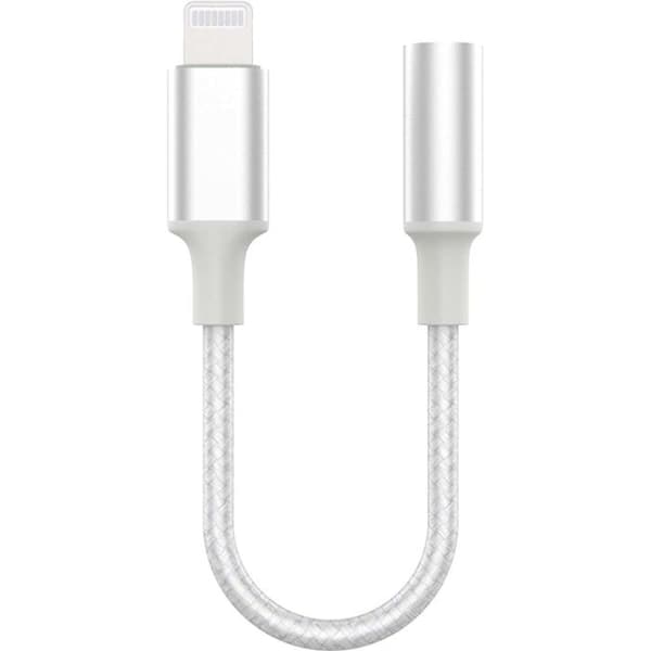 Ljudadapter - FORCE POWER - Lite - Lightning till Jack 3.5mm - Vit - Förstärkt - Mikrofon