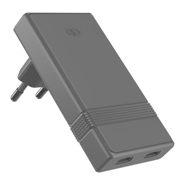 Nätadapter - FORCE POWER - L-formad - 45W - 2x USB-C - Ultra-GaN