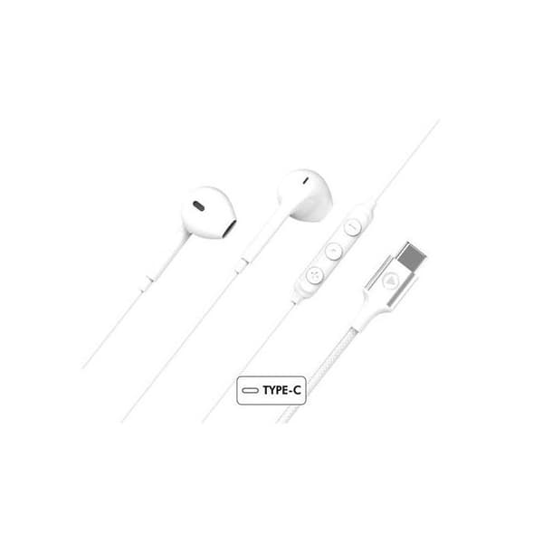 Trådade hörlurar Force Play KP USB-C-knapp Vit