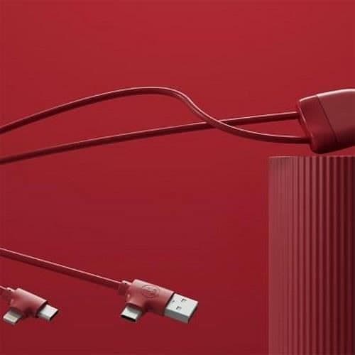 Kabel 4 i 1 - XOOPAR - Ice-C - Ekoansvarig - 1m - Röd
