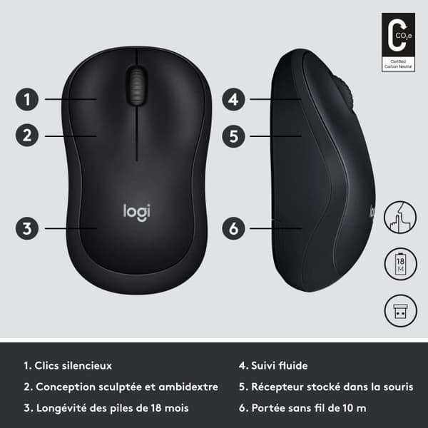 Mus - Trådlös - Logitech - M220 Silent - Svart - Tyst