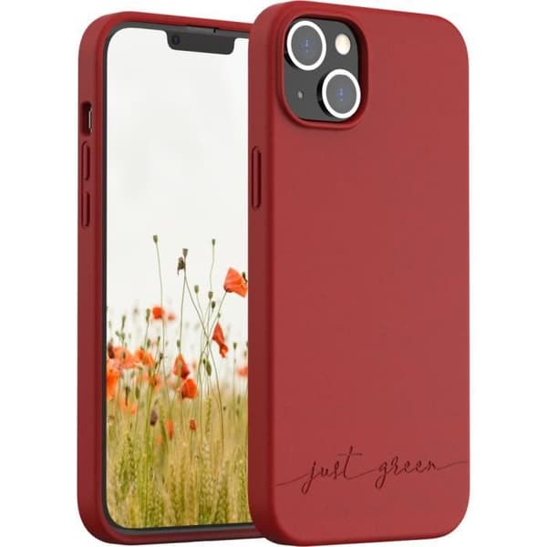 Coque - Just Green - iPhone 14 Max - Biodegrable - Mjuk - Röd