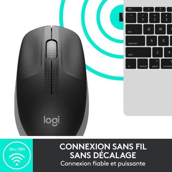Mus - Trådlös - Logitech - M190 - Grå