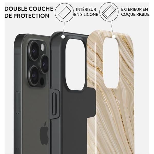 Coque - BURGA - iPhone 15 Pro - Antichocks - TPU och silikon - Beige tryck