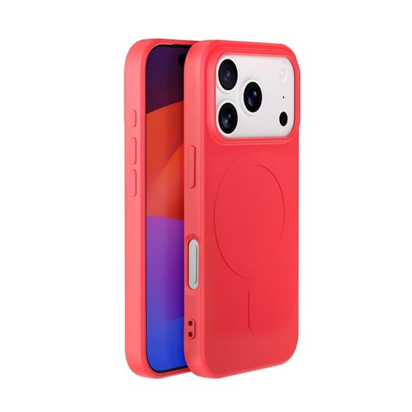 MagSafe-skal - BIGBEN - iPhone 17 Pro - Mjuk silikon - Röd Soft Touch-finish - Mikrofiberfoder