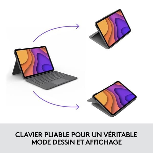 Tangentbordsetui - Logitech - Folio Touch - AZERTY - För iPad Air (M2 & M3) (4:e och 5:e generationen) - Grå