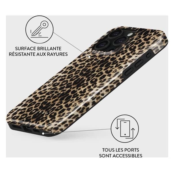 Coque - BURGA - Spelare - iPhone 15 Pro - Leopard - Stötsäker - MagSafe
