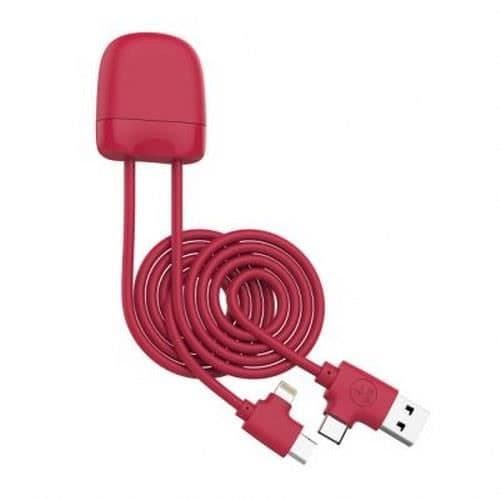 Kabel 4 i 1 - XOOPAR - Ice-C - Ekoansvarig - 1m - Röd