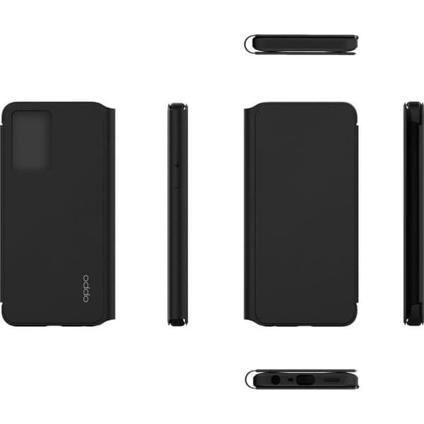 Flipcover - Oppo - A57 / A57S - Svart - Styv - Lock