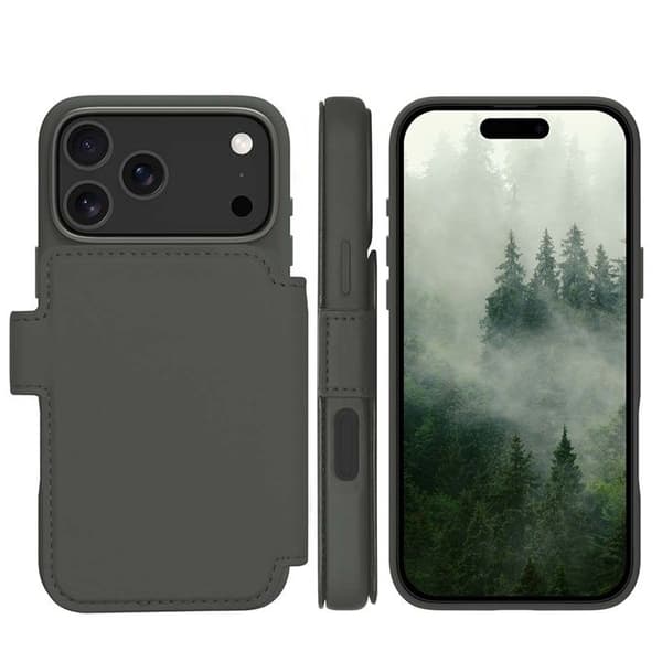 Plånboksfodral med Ställfunktion för iPhone 17 Pro Max material ICON DBRAMANTE1928 Skogsgrön