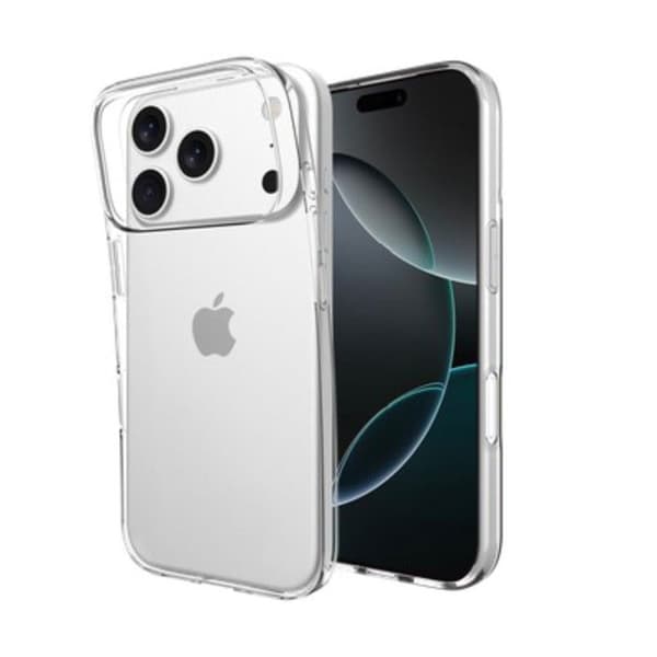 Skyddande Zero Soft-fodral för iPhone 17 Pro, transparent.