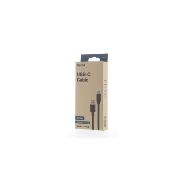 USB-kabel - HAMA - USB-C till USB-A - 0,75 m - USB 2.0 - 480 Mbit/s