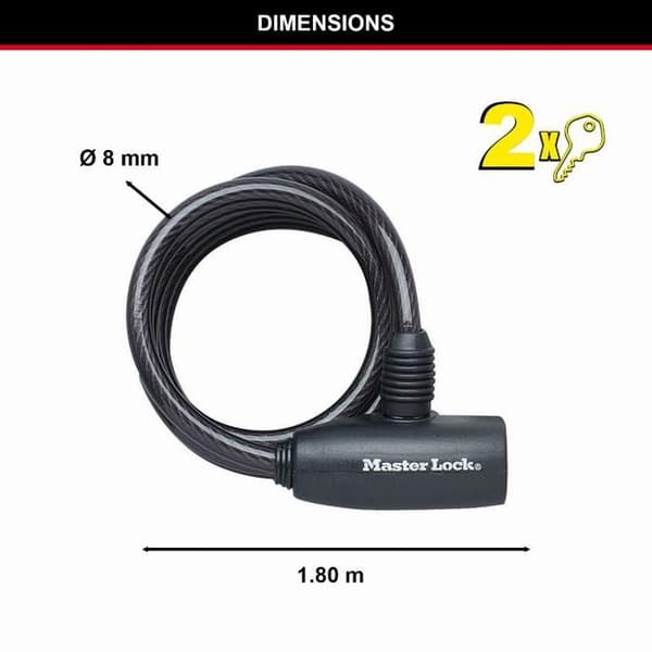 Master Lock 8126EURDPRO Nyckellås Kabel Antivol Svart