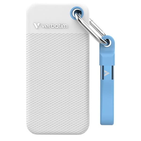 Verbatim Pocket SSD Extern 1TB USB-C 3.2 Gen 2 Blå/Vit