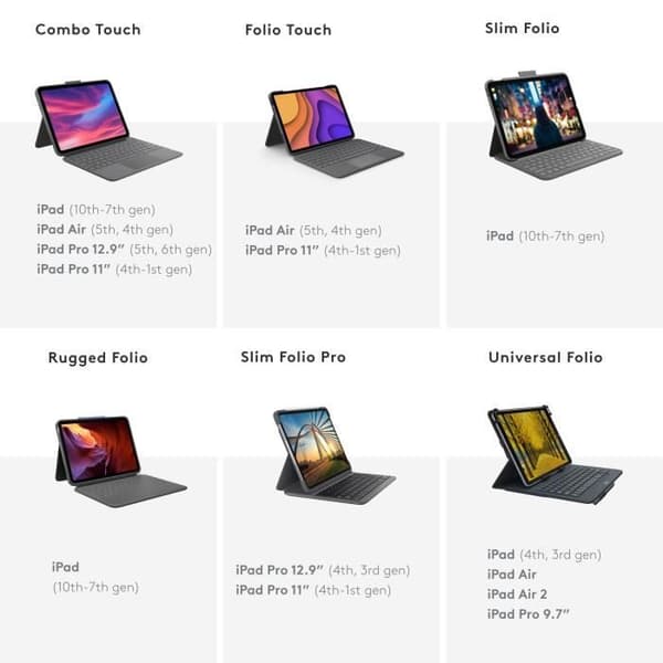 Tangentbordsetui - Logitech - Folio Touch - AZERTY - För iPad Air (M2 & M3) (4:e och 5:e generationen) - Grå