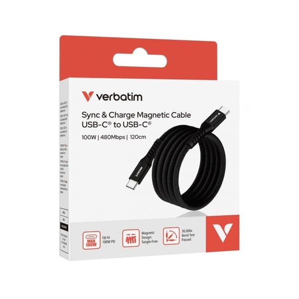 VERBATIM KABEL USB-C/USB-C 100W SVART
