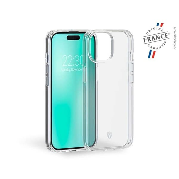 Coque Förstärkt - FORCE CASE - iPhone 15 - Semi-rigid - Transparent - Glänsande