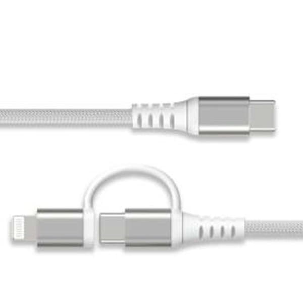 Laddkabel - FORCE POWER - Lite - 2 i 1 USB-C/Lightning - PD 60W (3A) - Förstärkt 1,2 m