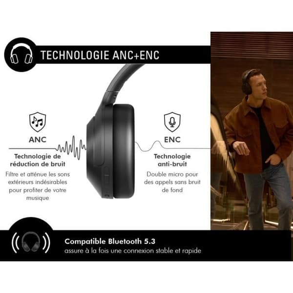 Bluetooth-hörlurar 5.3 - Play Immersion - FORCE PLAY - ANC - ENC - 60 timmars batteritid
