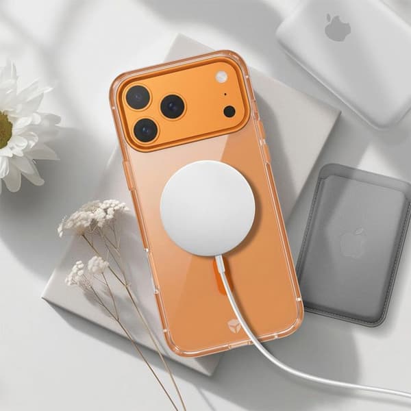 iPhone 17 Pro MagSafe FORCE CASE Kontur Metall Stötsäker 2m Premium Orange