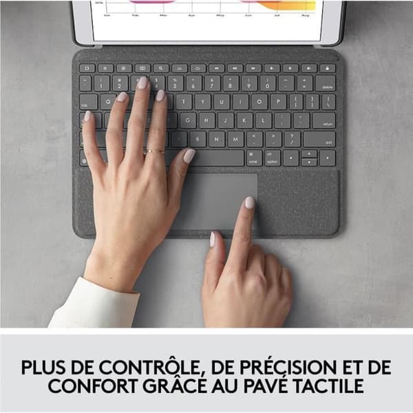 Tangentbordsetui - Logitech - Combo Touch - AZERTY - För iPad 9:e generationen, 8:e generationen och 7:e generationen
