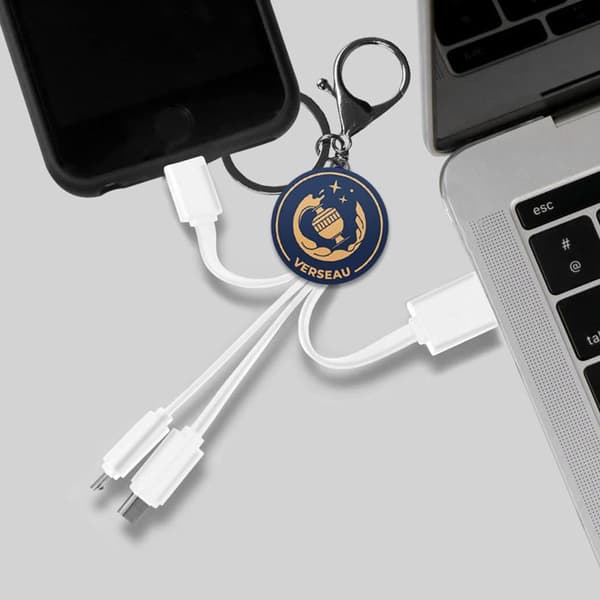 USB-kabel - AVIZAR - YELLO KOKO - 3-i-1 Micro-USB/USB-C/Lightning - 15 cm - 10W/2A