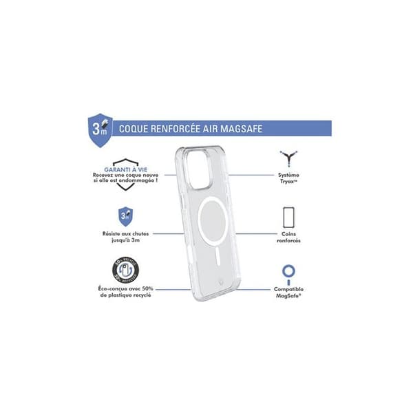 Forcecase-förstärkt fodral MagSafe-kompatibelt för iPhone 16 Pro Max Transparent
