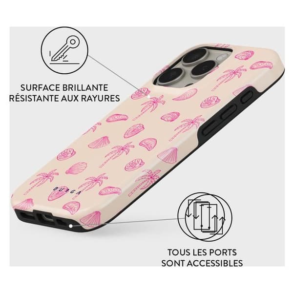 Coque - BURGA - Beach Please - iPhone 16 Pro Max - Antichocks - MagSafe - Rosa