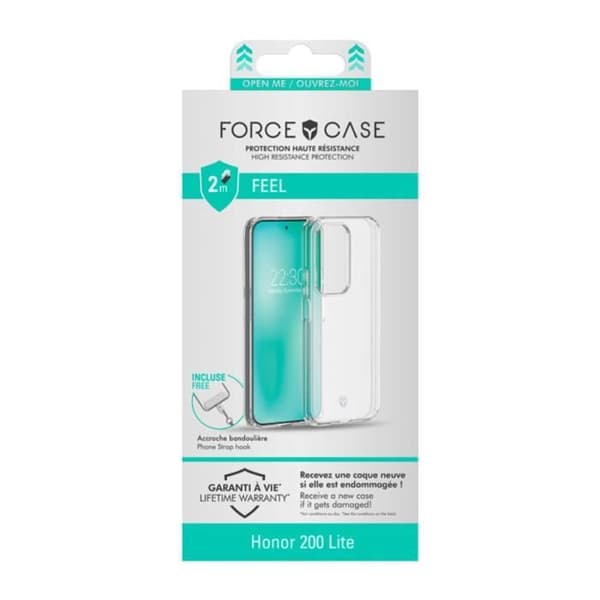 Skyddsfodral - FORCE CASE - Honor 200 Lite - Förstärkt - Transparent - Stötabsorberande