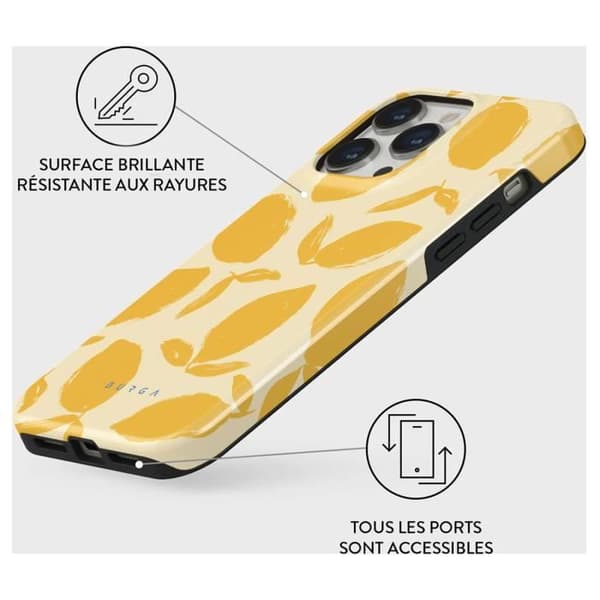 Coque - BURGA - Citrontart - iPhone 14 Pro - Stötresistent - TPU- och silikonskydd