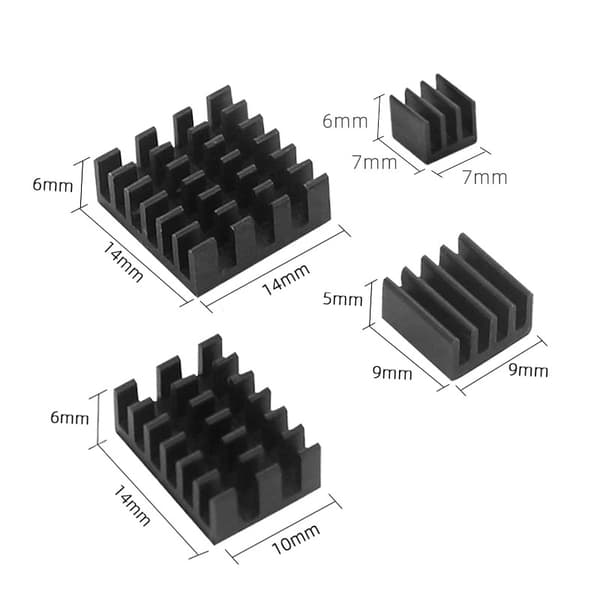 4 kpl Jäähdytyslevyjä Alumiini Raspberry Pi 4 Model B Hopea