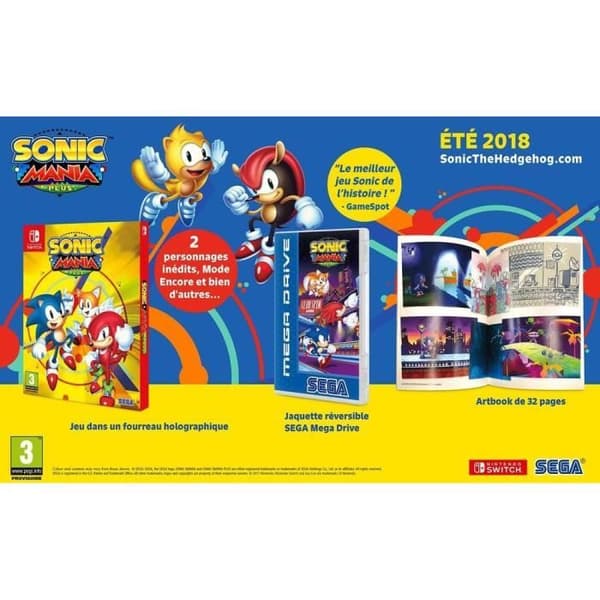 Sonic Mania Plus plattformsspel - Sega - Nintendo Switch - 1-4 spelare - PEGI 7+