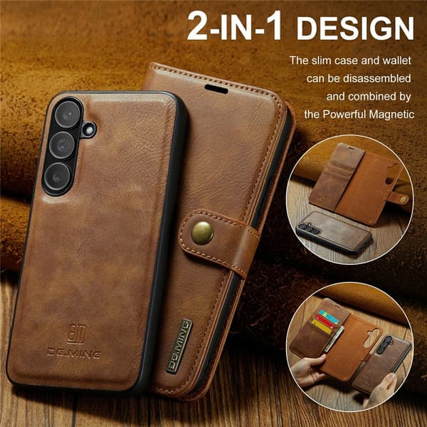 DG MING Samsung S25 FE 2-i-1 Magnet Plånboksfodral - Brun