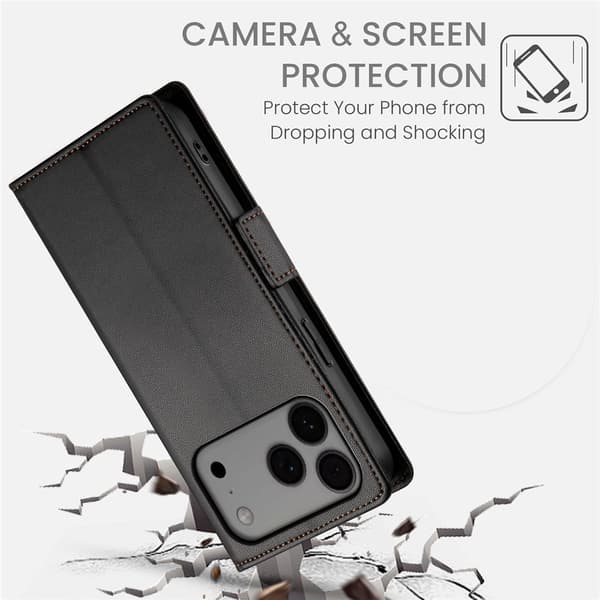SKALO PU-læder Flip Cover til iPhone 18 Pro Max - Sort