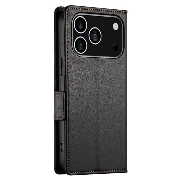 SKALO PU-læder Flip Cover til iPhone 18 Pro - Sort