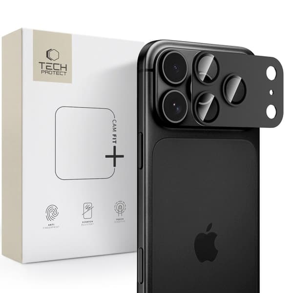 Tech-Protect Camfull Fit+ Kamerabeskyttelse Aluminium og Hærdet glas til iPhone 18 Pro Max - Sort