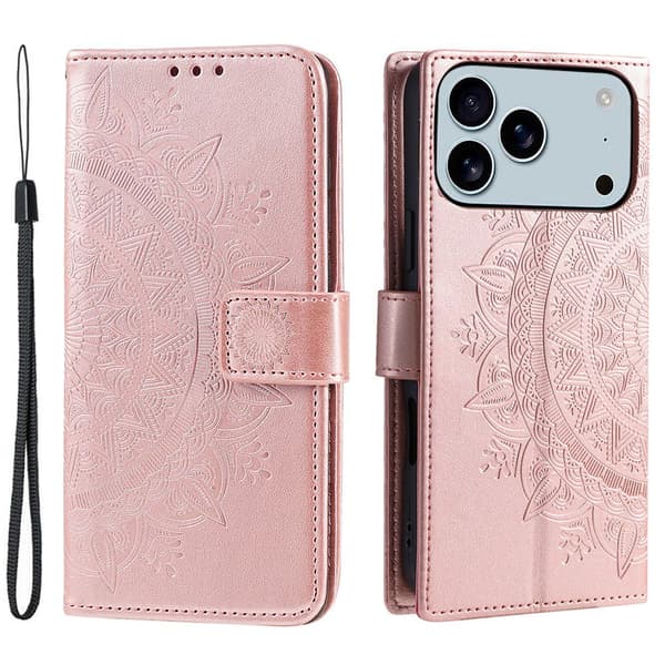 SKALO Mandala Plånboksfodral för iPhone 18 Pro Max - Roséguld