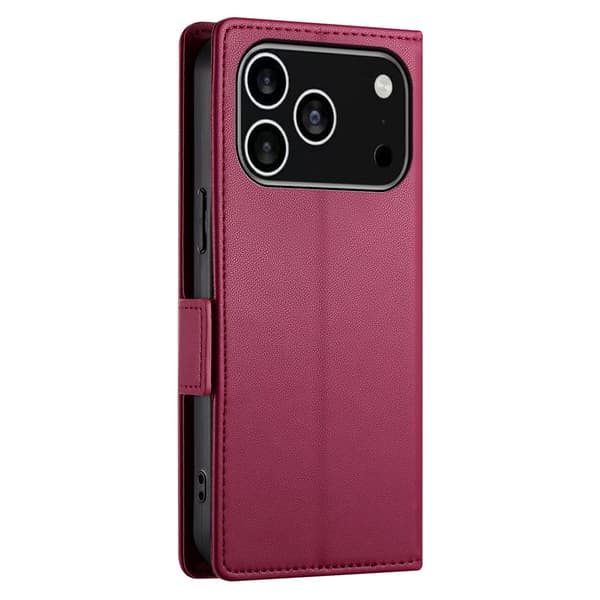 SKALO PU-læder Flip Cover til iPhone 18 Pro - Vin rød