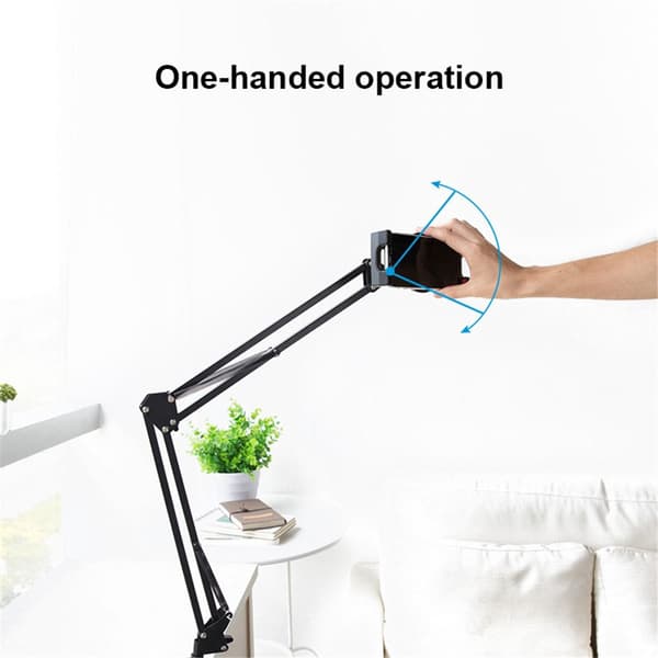 SKALO Justerbart Stativ til Mobil og Tablet med Lang Arm bordmontering - Sort